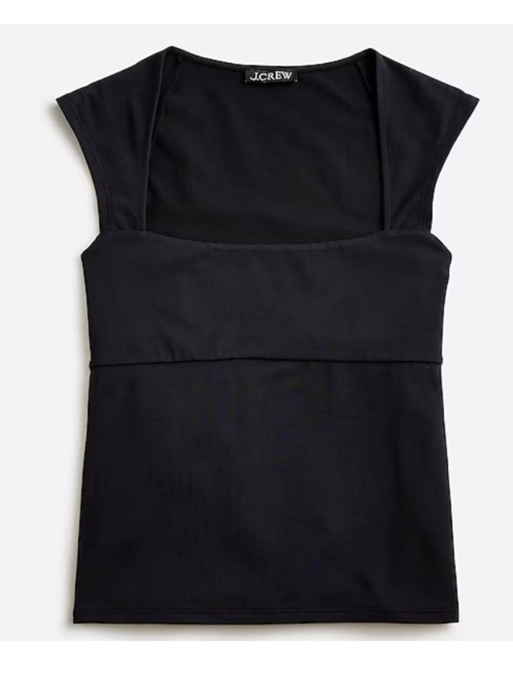 J. Crew Black Square-Neck Tank with Cap Shoulders
